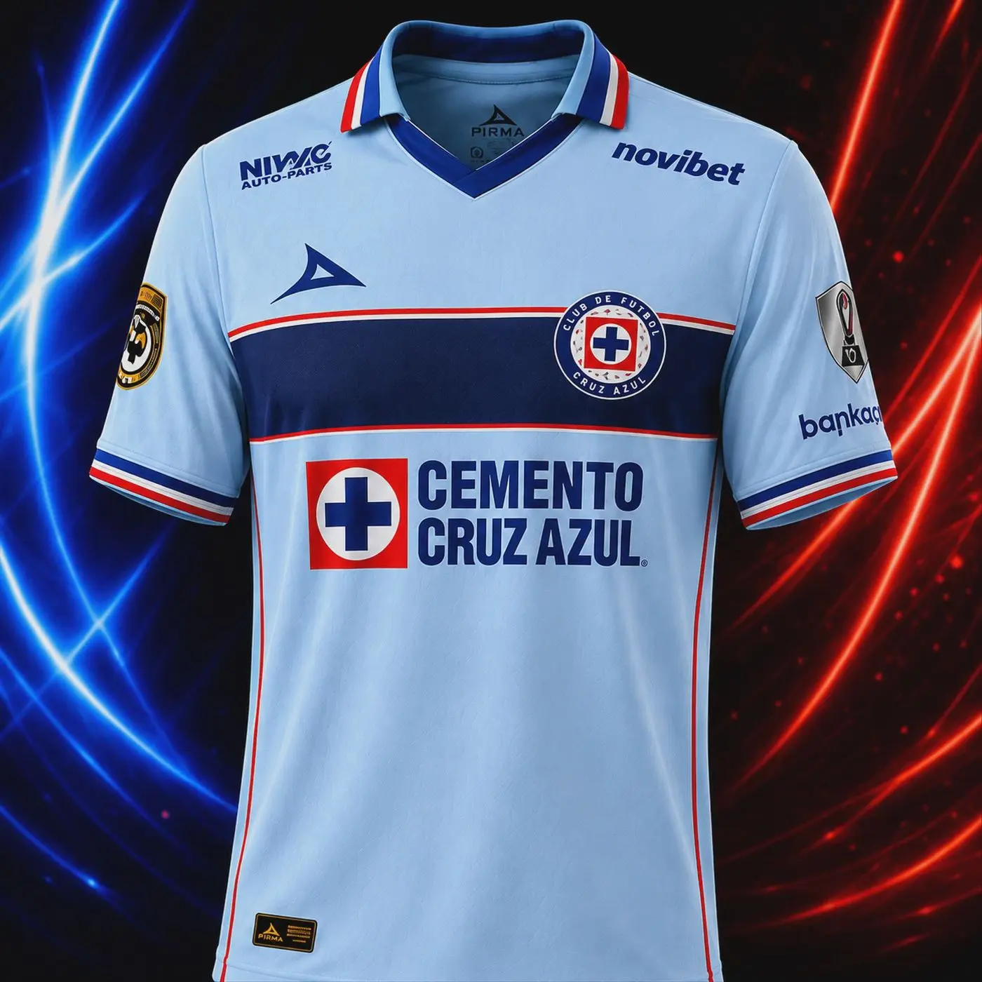 Liga MX Cruz Azul 2026/27 Sky Blue Polo Collar Soccer Jersey, Men’s Football Fan Shirt, Short Sleeve Sportswear