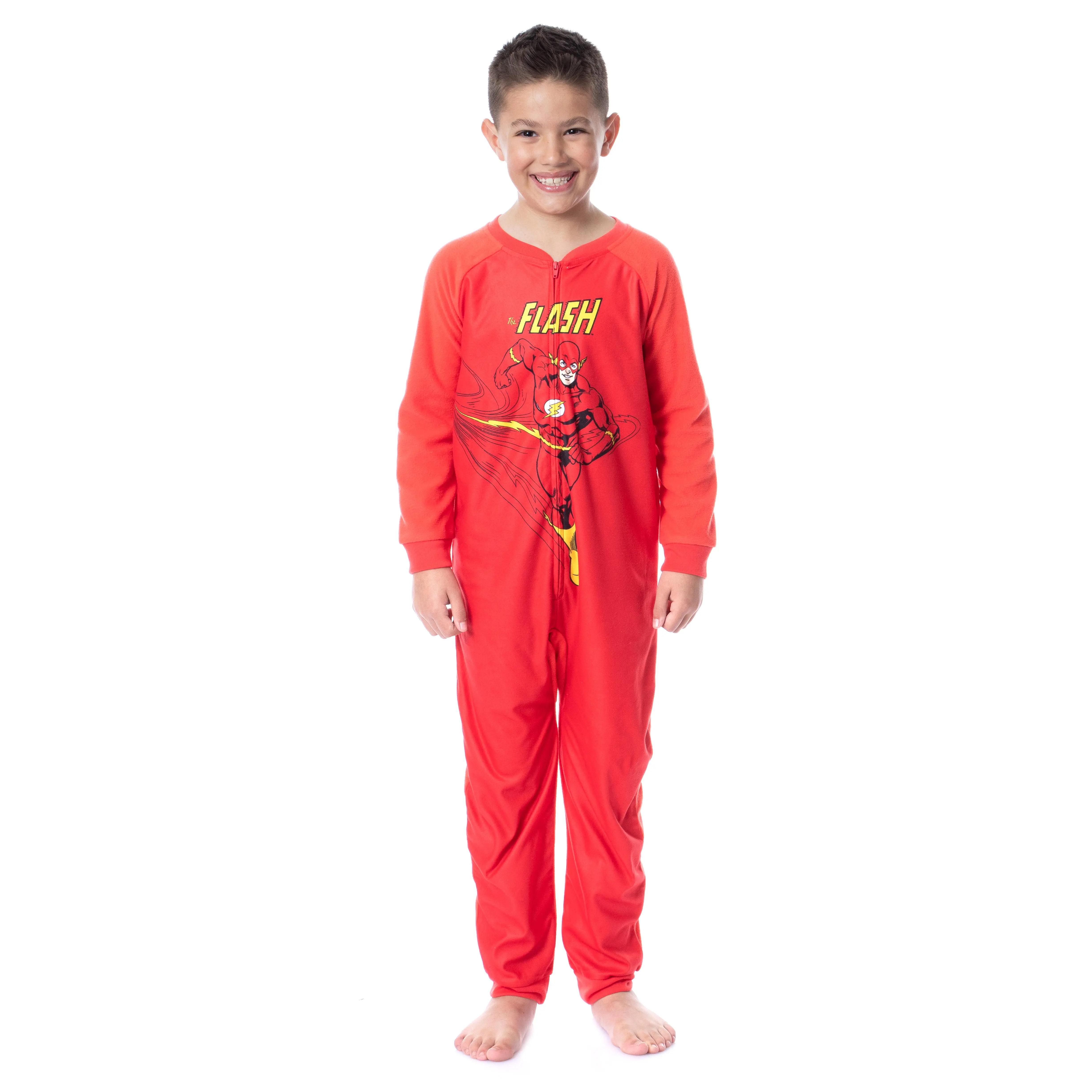 DC Boys' Classic The Flash One-Piece Front Zipper Union Suit Footless Sleep Pajama
