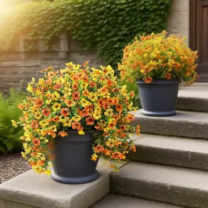 Artificial Hanging Flower, 2Pcs Eucalyptus Simulation Flower, UV Resistant, Realistic Hanging Plants for Home and Garden Decoration, Fake Indo or Plants, Decorative Artificial Flower Decoration Fall Decorations