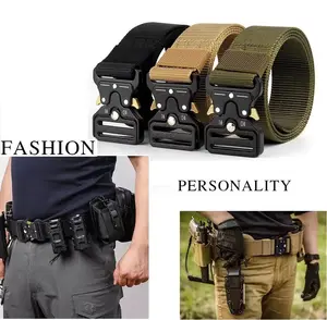 Men's Polyester Holeless Casual Military Tactical Belt - Adjustable, Quick-Release Waistband for Pants