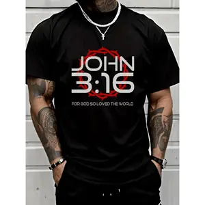 John 3:16 Bible inscriptions Christian T-Shirt 100% Cotton O-Neck Short Sleeve Summer Casual Mens T-shirt Streetwear