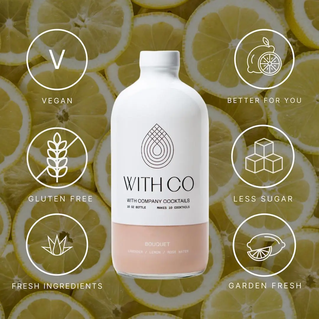 WithCo Bouquet 16oz | Non-Alcoholic | Fresh Lavender, Lemon Juice, Rose Petals and Buds - Mocktail