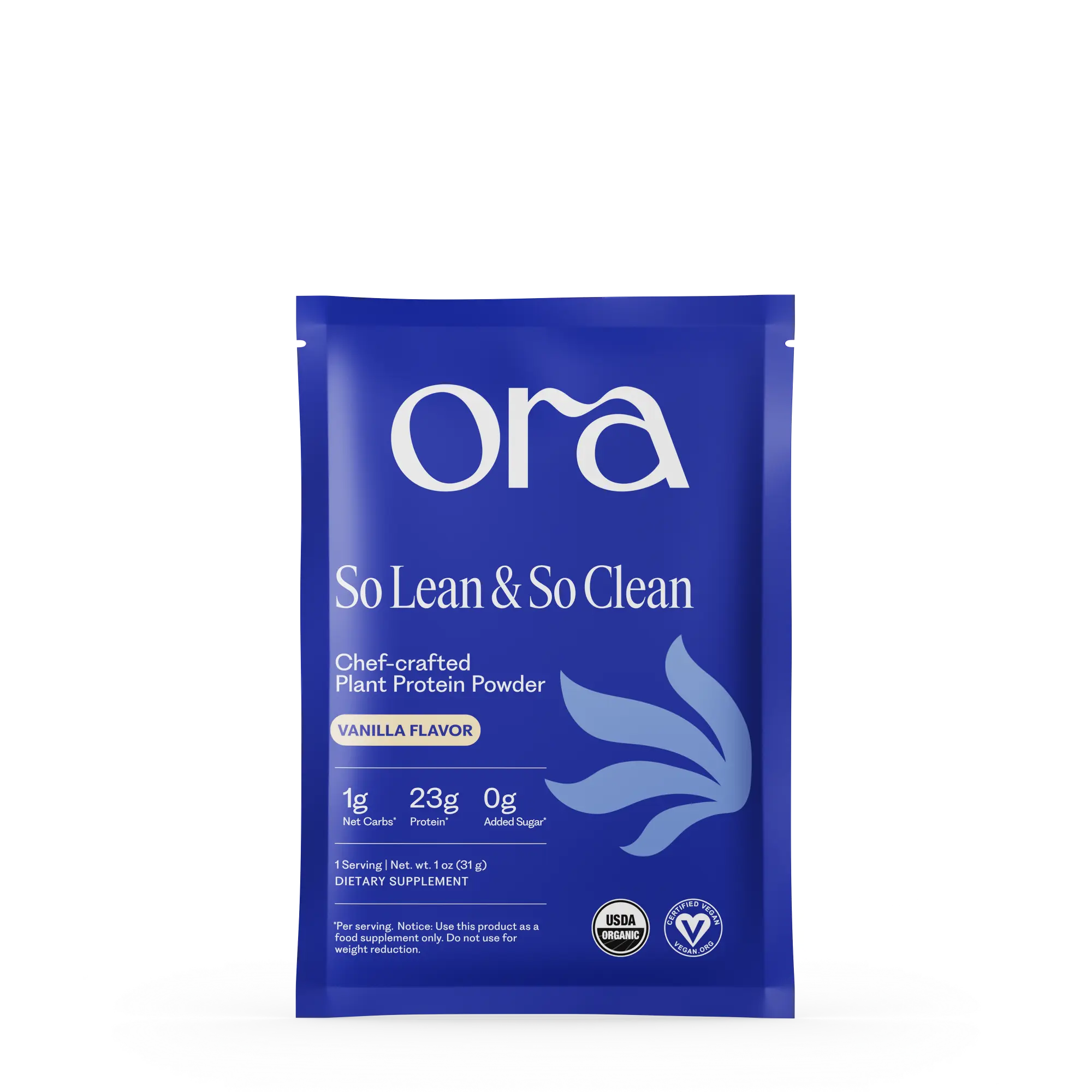 Ora Organic So Lean So Clean Plant Protein Powder Single Serve Packet - 23g Vegan Protein, Stevia Free, No Gums or Fillers