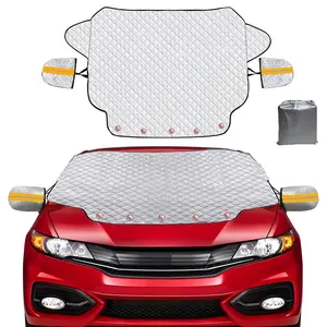 Car Windshield Snow Cover, Frost Ice Windscreen Covers with Magnetic Edges, 4 Layers Thickness Snow Protector Covers with Side Mirrors Cover Easy to Use for Car SUV CRV Trucks (Large)