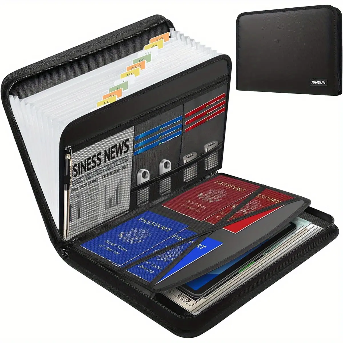 File Storage Accordion File Storage Organizer,Fireproof Expanding File Folder with Multi Pockets,13 Pockets Document Organizer with Handle & Labels