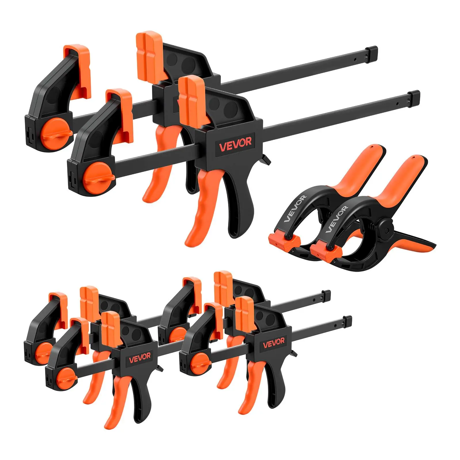 【DealsForYouDays】VEVOR Bar Clamps for Woodworking, 8-Pack, 6" and 12", with Spring Clamps, One-Handed Clamp/Spreader, 154 lbs Load Limit, Quick Release, Self-Locking Design, for Wood Working and Metal Working
