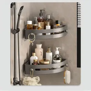 No Drilling Bathroom Corner Shelf - 2-Tier Towel Rack & Storage Shelf for Toilet/Restroom, Rust-Proof Bathroom Accessories，bathroom  accessories Plastic