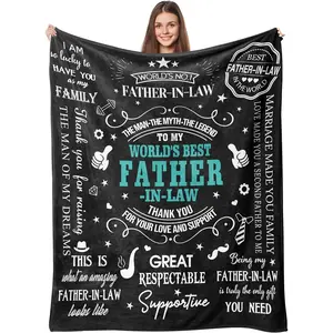 JOOCAR Vintage Inspired Father Blanket All-Season Stain Resistant Knit Polyester Flannel Blanket Digital Print Multipurpose Bedding Machine Washable