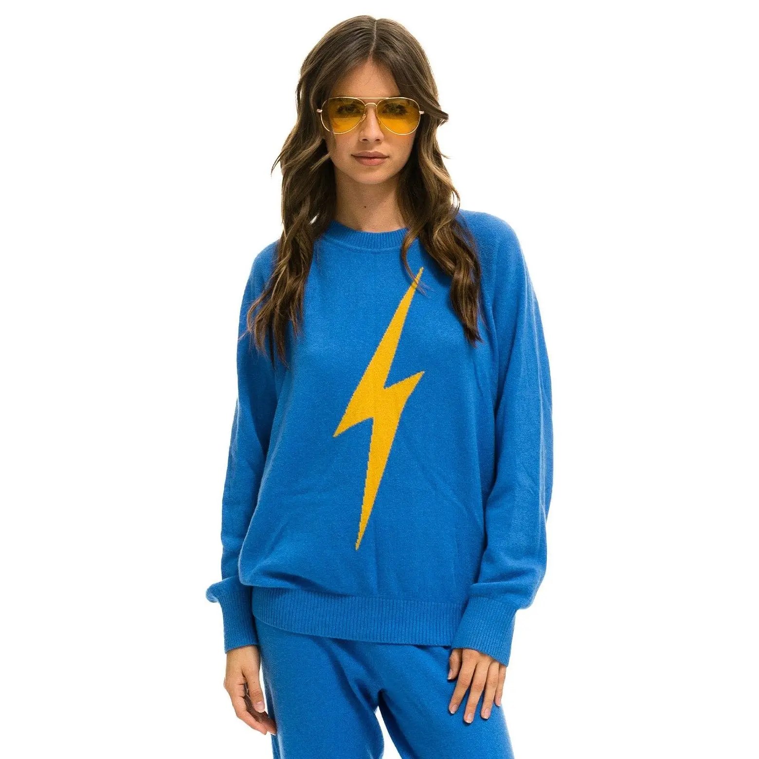 UNISEX BOLT CASHMERE LIGHT SWEATER - VINTAGE BLUE // BLUE BOLT