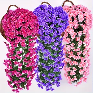 2-Pack Artificial Hanging Plants - Artificial Flower Set, Pink, Purple, and Red Vibrant Wisteria Artificial Flowers, Suitable for Outdoor, Courtyard, Garden, Porch, and Holiday Decorations, Event Floral Decorations | Cascading Vine | Lush Artificial Ivy