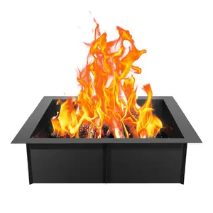 VEVOR Fire Pit Ring, 42x42 in Outer/36x36 in Inner Diameter, 10inch Height Square Fire Pit Insert, Heavy Duty Carbon Steel Liner Campfire Ring above In-Ground, for Outdoor Camping, Bonfires