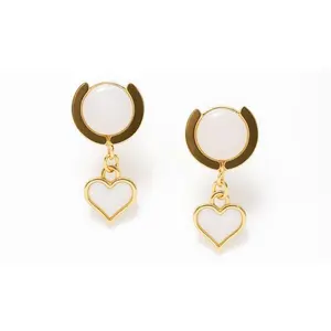 Chunky Huggie Howlite Gemstone Heart Drop Earrings