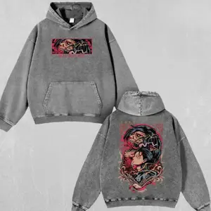 Attack on Titan Eren Yeage Streetwear Retro Vintage Washed Hoodie & T-Shirt | Oversized Heavy Cotton Graphic Streetwear Tee | Gift for Him, Her & Anime Fans Menswear Casual Long Sleeve