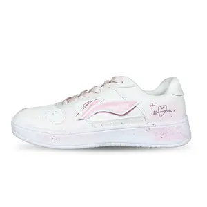 LiNing Float Boat Sneakers for Men: Low-Top Casual Shoes with Cushioning, Breathability, and Ink Splatter Design in White and Pink Trending Shoes, House White Official Shoes to Get / Maison Mihara