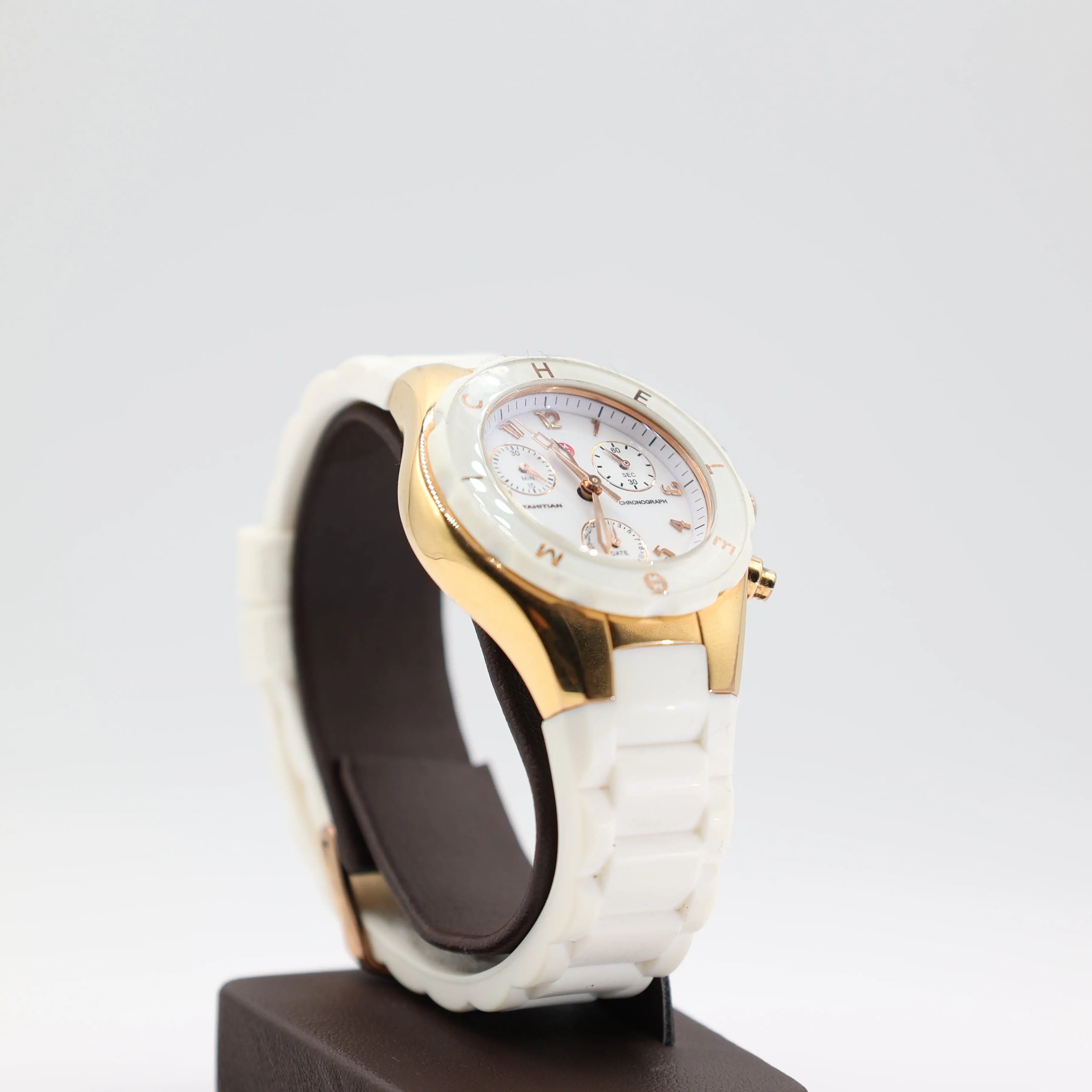 Michele Jelly Bean White Silicone Band With Gold Watch
