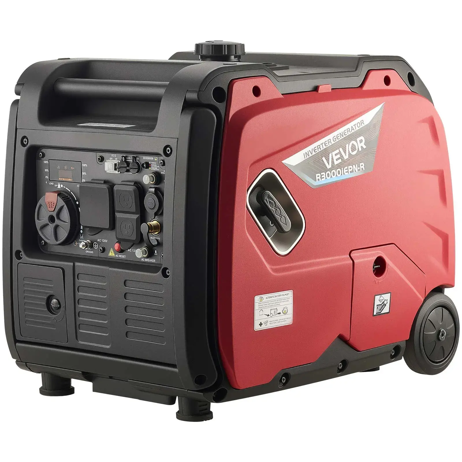 VEVOR 2900W Peak 4200W Inverter Generator with Inverter System, Dual Fuel (Gas & LPG) Home Backup Generator, 1.1 Gal Tank, CO Sensor, 8.3A RV-Ready Outdoor Ready Outlet, 67db Quiet Run, for Home Camping