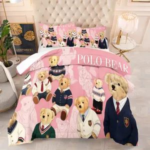 Bear Comforter Set, Soft And Durable Bedding Set, Includes 1 Comforter And 1 Or 2 Pillowcases, Daily Holiday Birthday Gift Bedroom Decoration For Children And Adults
