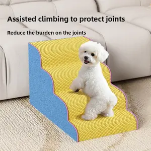 Pet Stairs for Home Use Small Dogs and Cats Climbing Ladder Non-Slip Steps Removable Washable Multi-Layer Pet Bed Sofa Stairs Assisted Climbing to Protect Joints