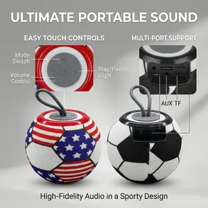 World Cup Football speakers,ipx-6 featuring built-in Alexa Bluetooth, outdoor wireless, mini portable design, with RGB lighting effect, built-in subwoofer, for enhancing audio experience, suitable for home environment.