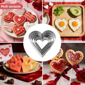 5Pcs Heart Shape Cookie Cutters Set, Valentine's Day Special Baking Molds, Ideal for Home Baking & Bakery, Perfect for Cookies, Cake, Chocolate, Sandwiches & Fruits, Great for Mother's Day, Father's Day & Birthday Decorations