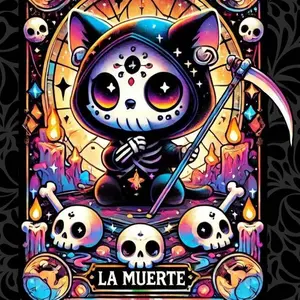 5D DIY Full-Round Diamond Painting Kit - Diamond Art Painting Set Cat Skull, Scythe, Candle Mosaic, Canvas - DIY Painting, Home Wall Decor, Diamond Art Tools, Perfect for Halloween and Christmas, Anniversary Gifts
