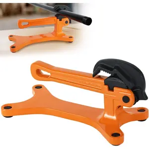 Portable Pipe Vise,  Lightweight Portable Pipe Vise for 1/8" to 1-1/2" Pipes, Non Slip Clamp Jaw with Serrated, Ideal for Plumbing Operations (Orange)