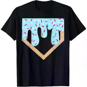 Funny Vintage Dripping Baseball Ice Cream Graphic Tee for Adults Youth and Kids Ideal for Vacation Outfits and Birthday Gifts