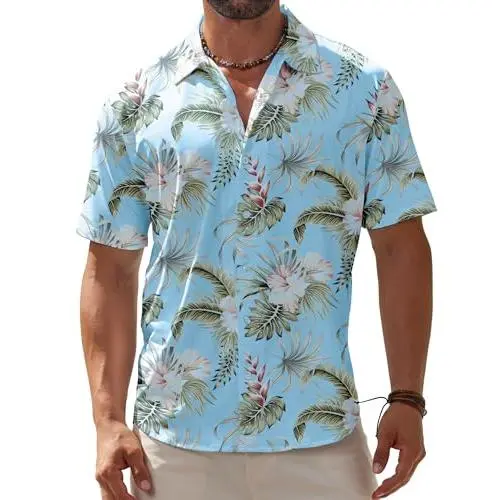 Pink Flowers Green Leaves Blue