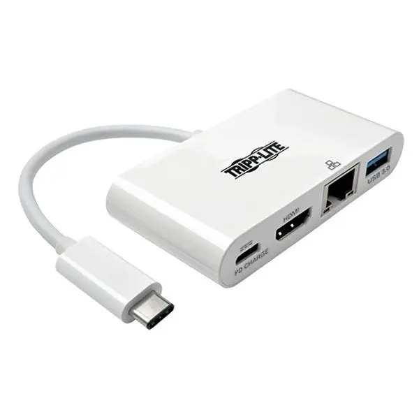 Tripp Lite USB C to HDMI External Video Adapter with USB-A Hub, USB-C PD Charging & Gigabit Ethernet Ports