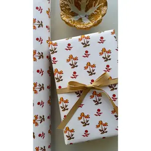 Wrapping Paper: Clemence Red Block Print {Gift Wrap, Birthday, Holiday, Christmas}