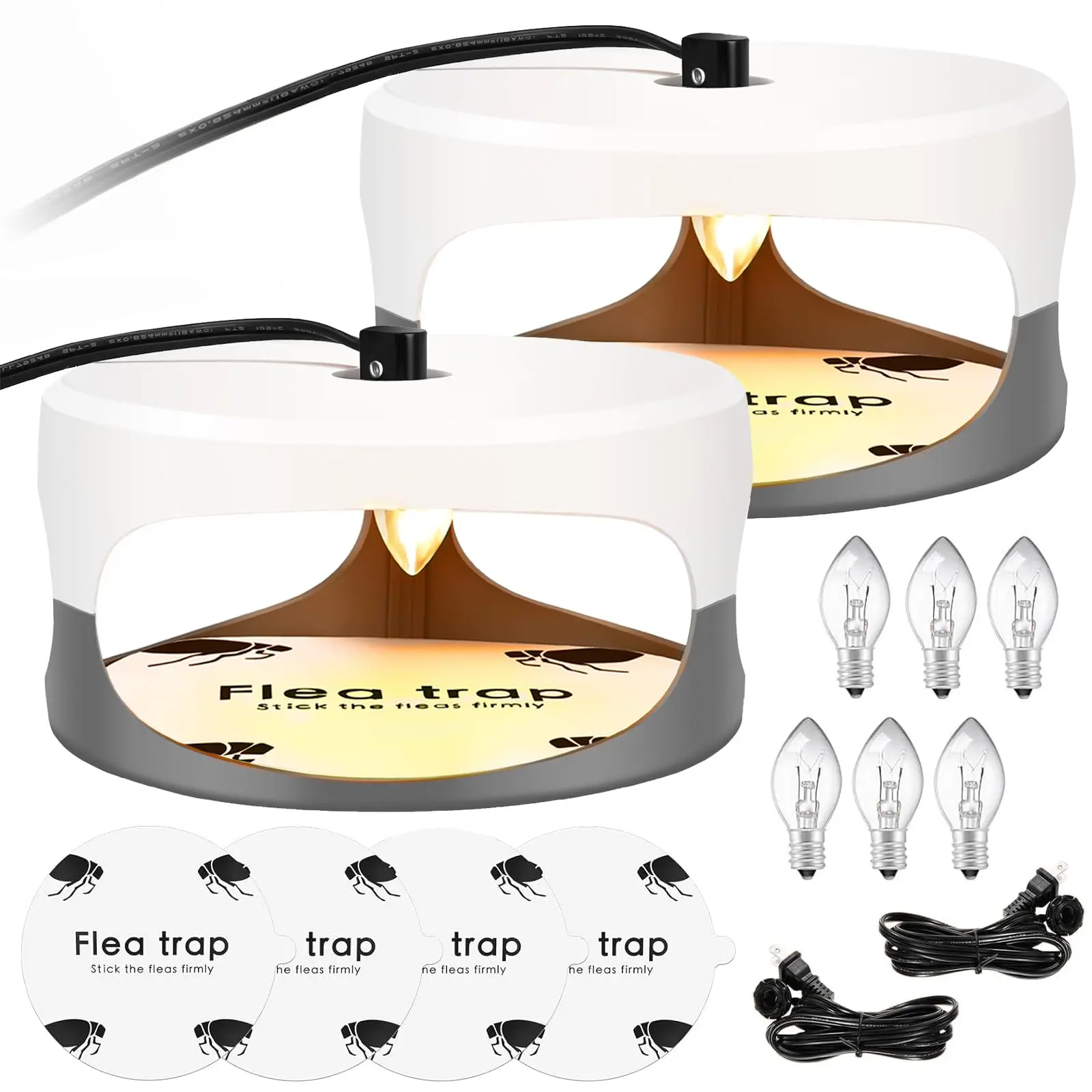 2-Pack Corded Electronic Multi-Insect Light Trap, Household Deet-Free Plug-in Pest Control System with Strong Sticky Replaceable Glue Pads for Ant Indoor Insect Control, Plug into Wall Use, Deet-Free Indoor Insect Control