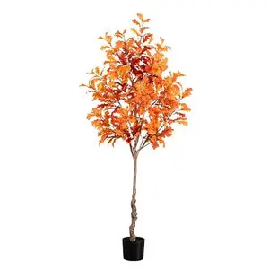 Nearly Natural 7� Autumn Oak Artificial Fall Tree