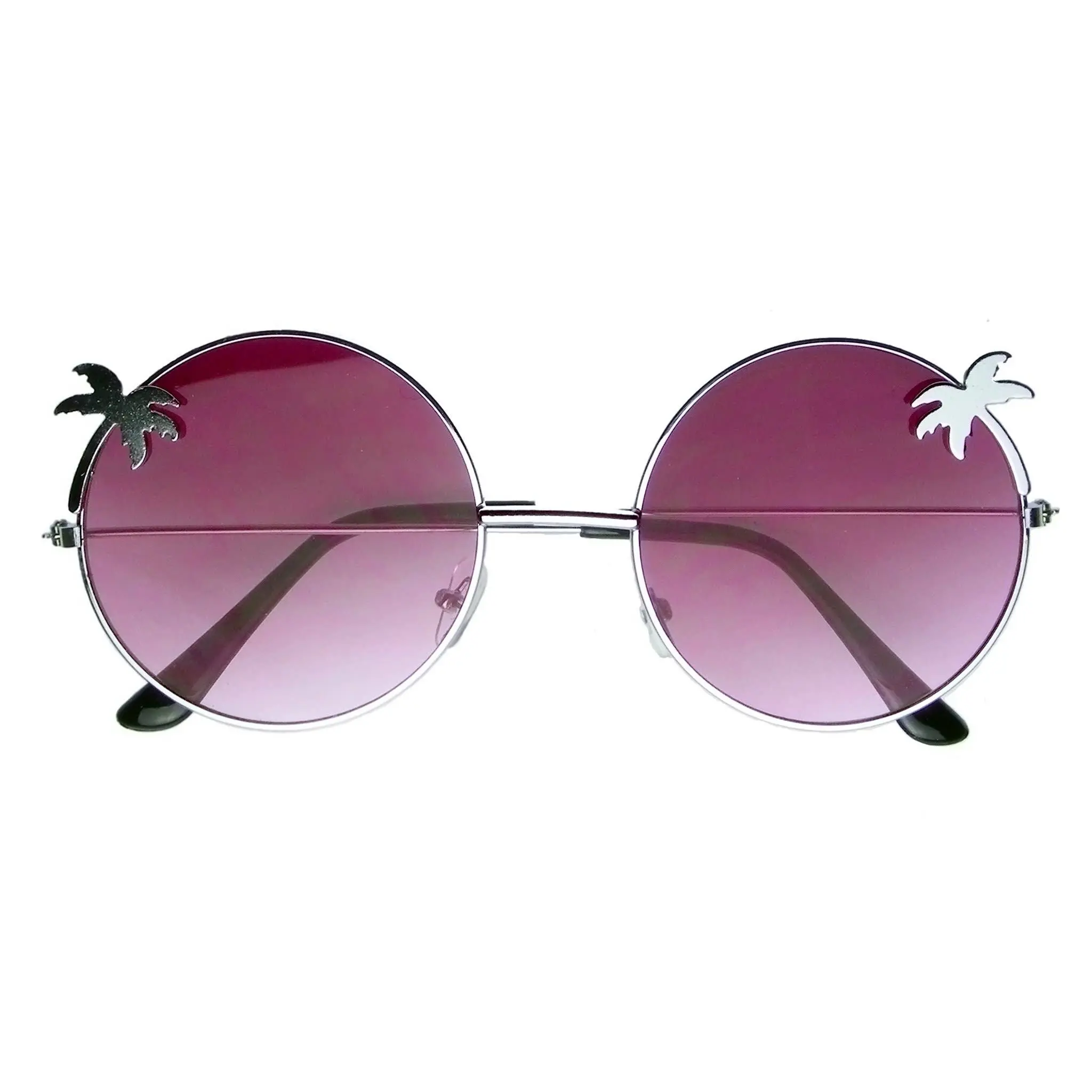 Indie Palm Tree Gradient Lens Round Hippie Sunglasses