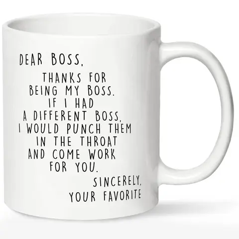 Funny Letter Pattern Coffee Mug, 1 Count DearBoss Thanks for Being My Boss Mug, CreativeCeramic Gift Mugs, Birthday Gifts Mug Tumbler Drinkware