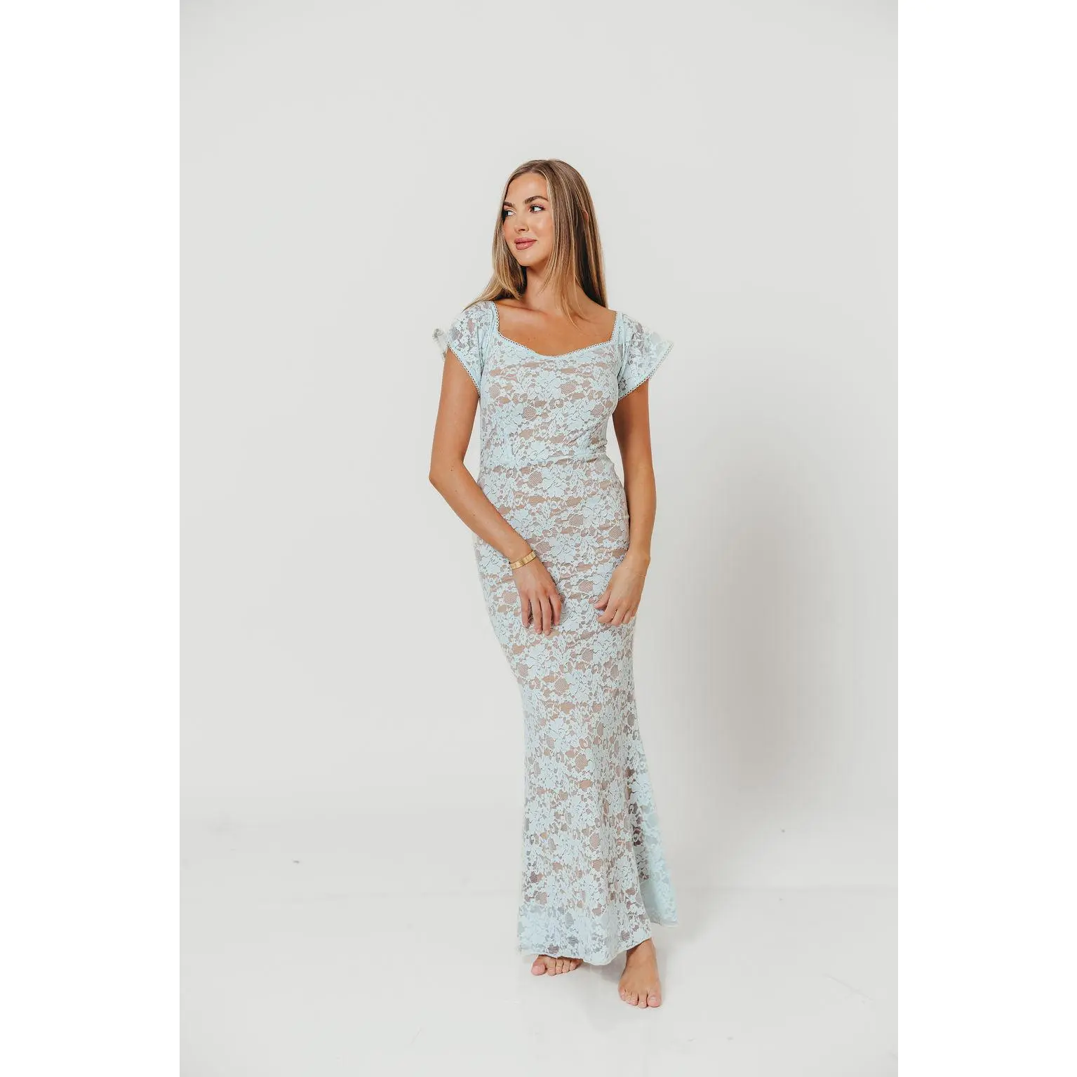 Evermore Lace Maxi Dress in Pale Blue *Final Sale*