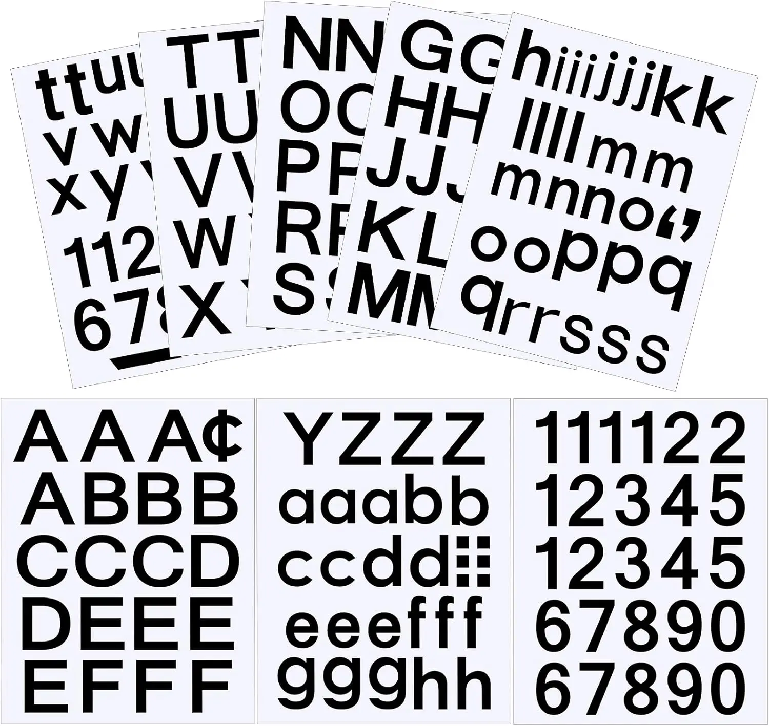 1-Inch Black Vinyl Alphabet Letter Stickers, 202-Pcs 8-Sheet Easy-to-Apply Self-Adhesive Waterproof Set for Graduation Cap, Address Labels