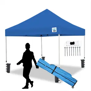 King Canopy ARSTW10BL-B1 10 x 10 ft. Ares Commerical Instant Pop Up Canopy with Weight Bags, Guy Ropes & Stakes, Blue
