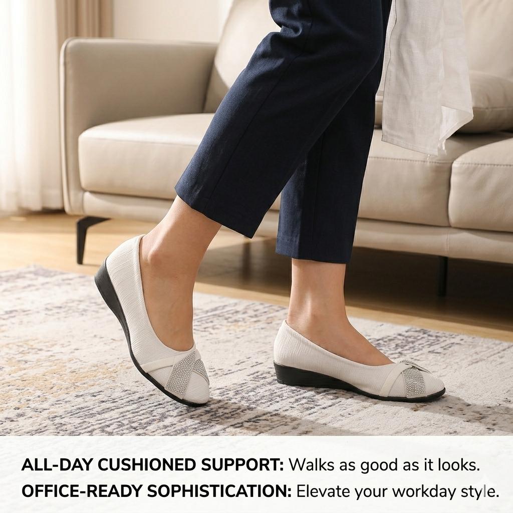 Dance All Night! Chic Rhinestone Crossover Wedges | Breathable Low Heel Pumps for Women