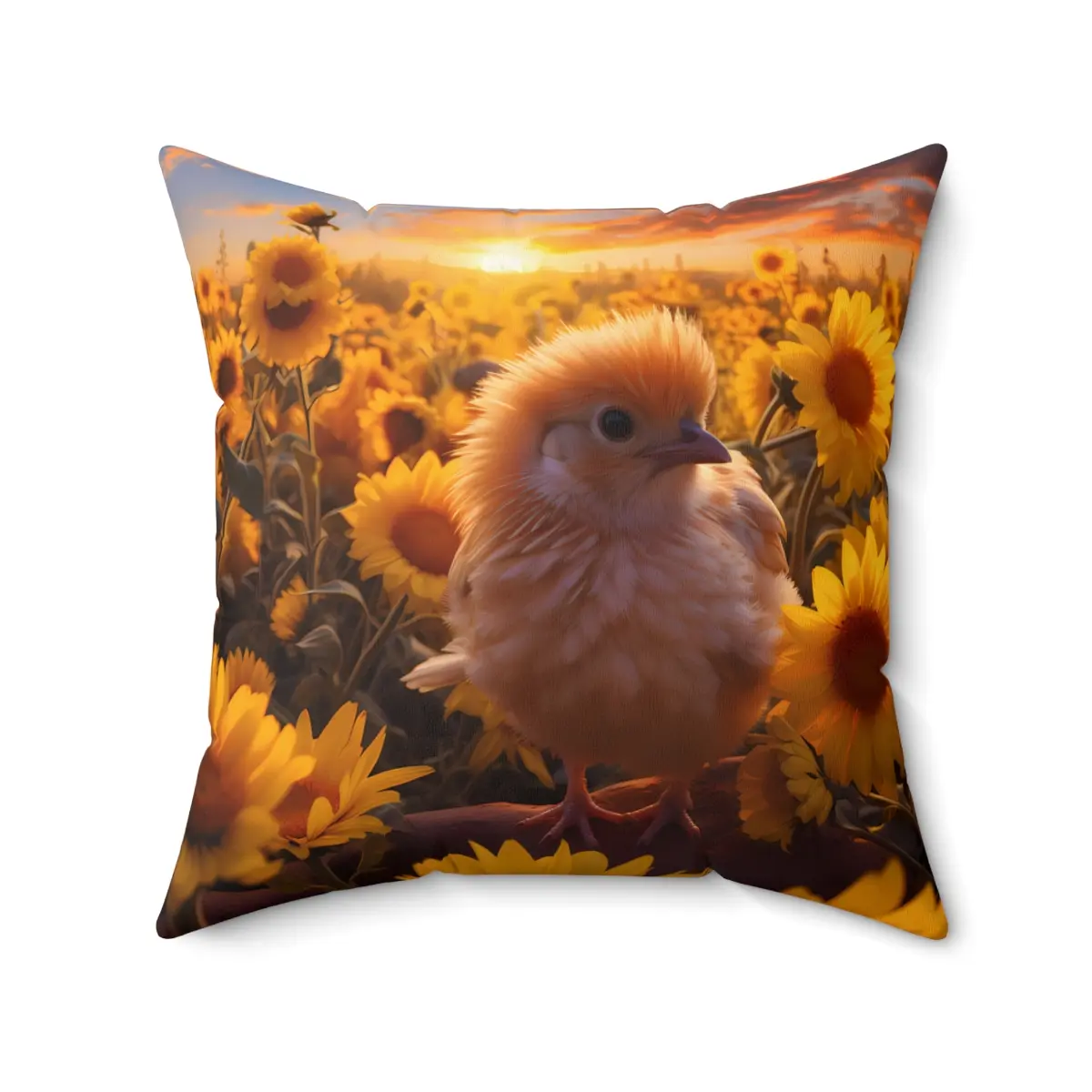 Rustic Sunflower and Baby Chick Pillow, Double-sided Barnyard Decor, Perfect Autumn Accent for Living Room and Bedroom, Cozy Farmhouse Charm