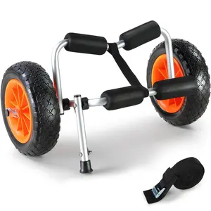 VEVOR Kayak Cart 250lbs Foldable Canoe Trolley Cart with 10'' Tires Support Foot for Paddleboards Float Mats Jon Boats