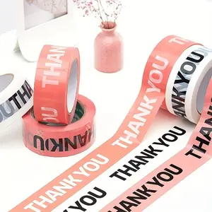 1pc Cute Packing Tape, Colorful Printing Shipping Tape, Carton Decorative Tape For Sealing Boxes, Thank You - Pink, 1.77" X 110 Yd