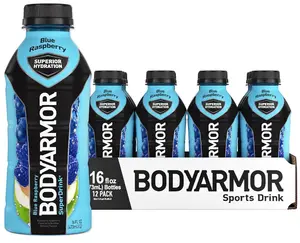 BODYARMOR Sports Drink Blue Raspberry Coconut Water Hydration with Vitamins and Electrolytes, 16 Fl Oz (Pack of 12) - Perfect for Athletes - Energy