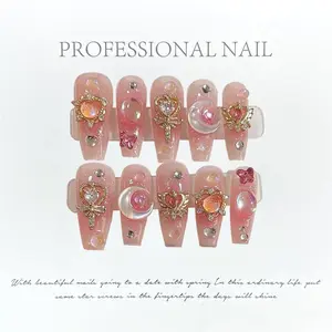 Star&Moon Press on Nails Collection 10Pcs Handmade Fashion Cute Acrylic Nails
