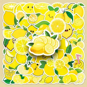 Lemon Pattern Sticker, 50pcs/set DIY Creative Fruit Self Adhesive Decorative Stickers for Phone Case, Scrapbooking, Journal Making, Gift Wrapping
