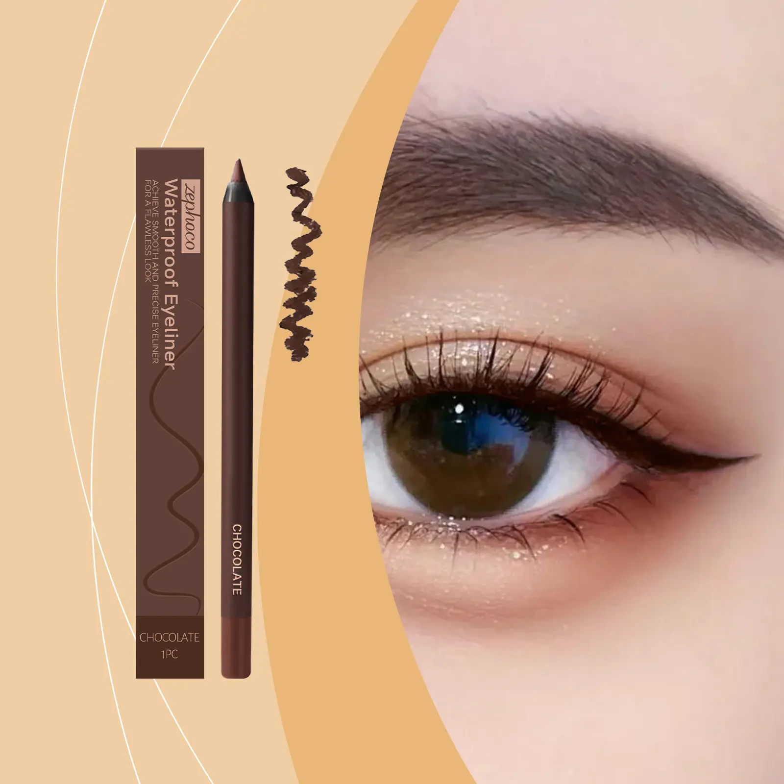 Zephoco Chocolate Waterproof Eyeliner Gel Pen - Silky Smooth, Non-Fading, Long-Lasting Eye Makeup for Flawless Look