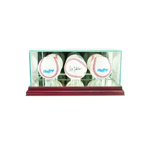 Perfect Cases  Triple Baseball Display Case- Cherry