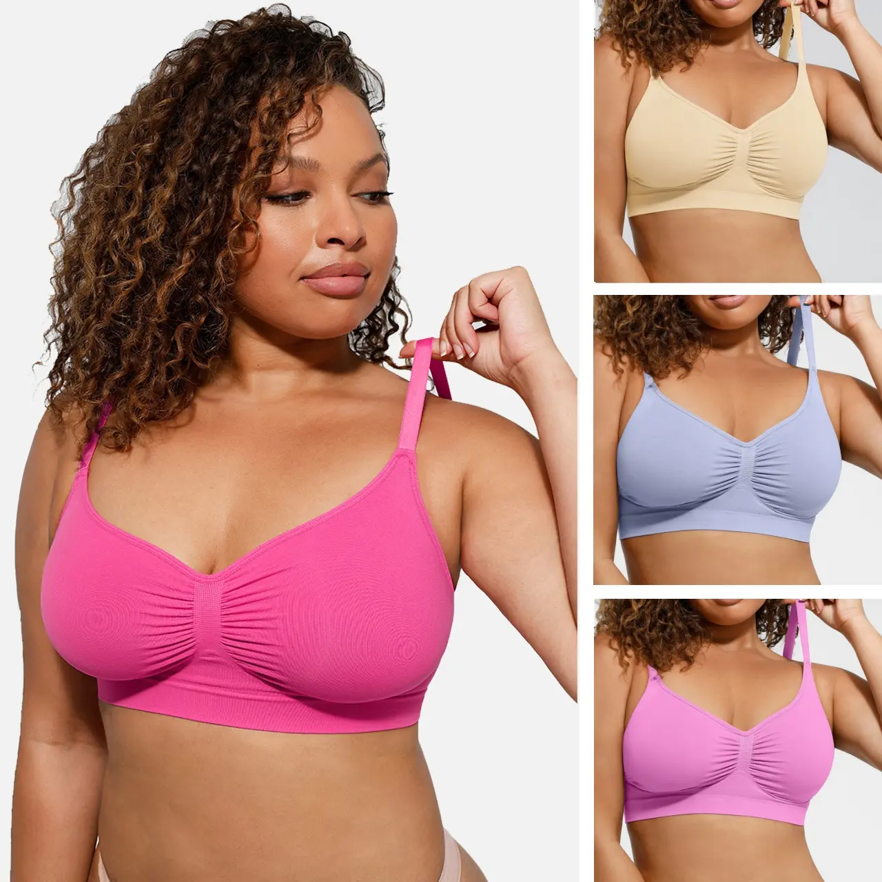 FeelinGirl Women's Wireless Bra Comfort Bralettes No Underwire Unlined Cami Bra Seamless Tshirt Bras Sports Bra Bralette Basic Comfortable Fit Womenswear Everyday Up to 44DD Summervibes