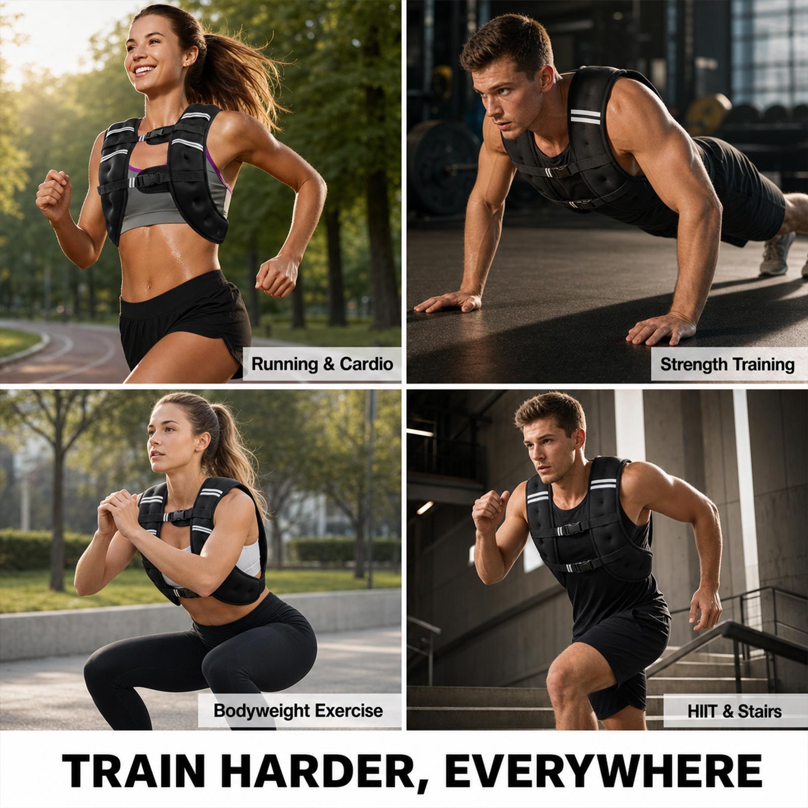 Weighted Rucking Vest - Men's, Women's Workout Gear with 8lbs-25lbs Options, Detachable Phone Pouch for Walking, Weight Training, Weighted Vest