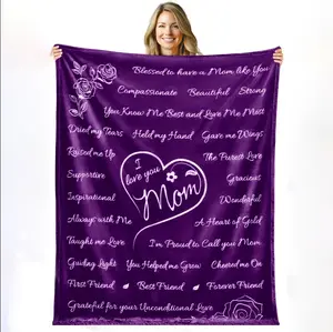 DUJO Mothers Day Gifts for Mom from Daughter, Meaningful Cozy Purple Blanket for Mom Gifts, Mom Birthday Gifts, Mom Blanket Gift, Gift for Mom, Present for Mom, 60" × 50"