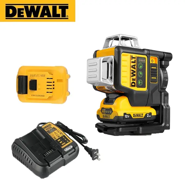 DEWALT DW089LG 12-Line 3-Side 360-Degree Vertical Green Laser Level - Self-Leveling Cross Line Tool with Magnetic Mount, Compact Body, Pulse Mode, Durable Housing, Rapid Charger for Construction, Home DIY Alignment